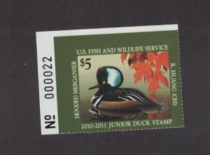 JDS18 - Junior Duck Stamp. Plate Numbered Single.  MNH. OG. #02 JDS18PNSTL