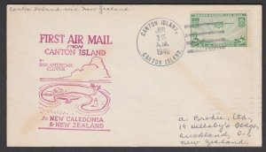 GILBERT & ELLICE IS US PO 1940 first flight cover Canton Is to NZ...........Q498