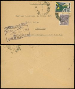 1937 Air Mail Flight, BRAZIL, CONDOR-LUFTHANSA - ADLER HOTEL, Ermatigen SWITZ'ND