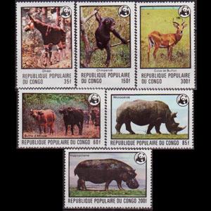 CONGO PR. 1978 - Scott# 453-8 Endang.Animals Set of 6 NH