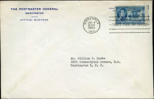 #996 ON POSTMASTER FDC W/ ENCL INSTRUCTION OF 3RD ASSISTANT PM GENERAL BM9805