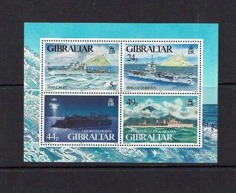 Gibraltar: 1995 , World War II warships, (2nd series) miniature sheet, MNH