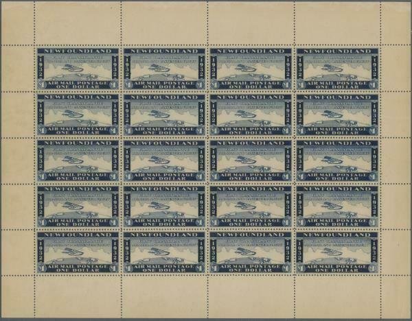 MOMEN: NEWFOUNDLAND NFLD 1932 WAYZATA AIRMAIL SHEET MINT OG NH *CERT* LOT #60206