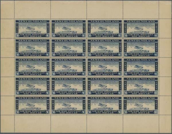 MOMEN: NEWFOUNDLAND NFLD 1932 WAYZATA AIRMAIL SHEET MINT OG NH *CERT* LOT #60206