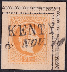 Austria - 1867 - 2kr postcard cut square - KENTY pmk Poland