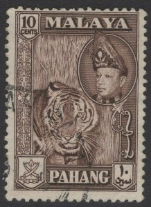 MALAYA PAHANG SG80 1957 10c DEEP BROWN FINE USED