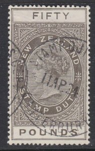 NEW ZEALAND 1880 LONG TYPE STAMP DUTY £50 used..............................J415