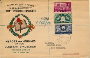 SOUTH AFRICA 1949 THE VOORTREKKERS FDC CACHET REGISTERE 