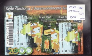 2000  Brazil  #2743 2743a-c souvenir sheet -  Geology & map stamps cv$15