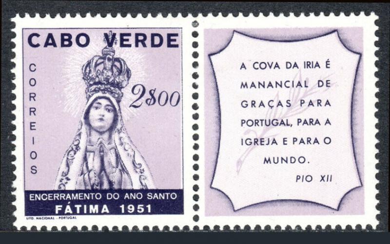 Cape Verde 270, Mint. Holy Year Conclusion. Our Lady of Fatima, 1951