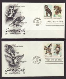 US 1760-1763 Owls 1978 PCS S/2 U/A FDC 