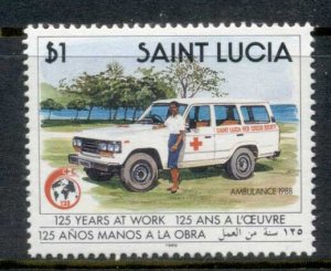 St Lucia 1989 red Cross Ambulance $1 MUH