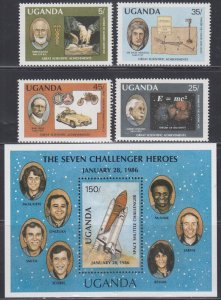 UGANDA Sc # 564-8 CPL MNH SET of 4 + S/S HONOURING SCIENCE and SPACE