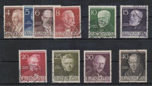 Germany (Berlin) Sc #9N84-93 (1952-3) Famous Men Semi-Postal Set VF Used