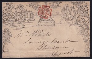 Great Britain 1840 1d Mulready Cover Maltese Cross London to Dorset May Date