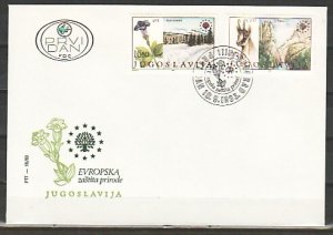 Yugoslavia, Scott cat. 1639-1640. Nature Protection issue. First day cover. ^