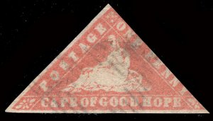 MOMEN: CAPE OF GOOD HOPE SG #13 WOOD-BLOCK 1861 USED £2,750 LOT #65657