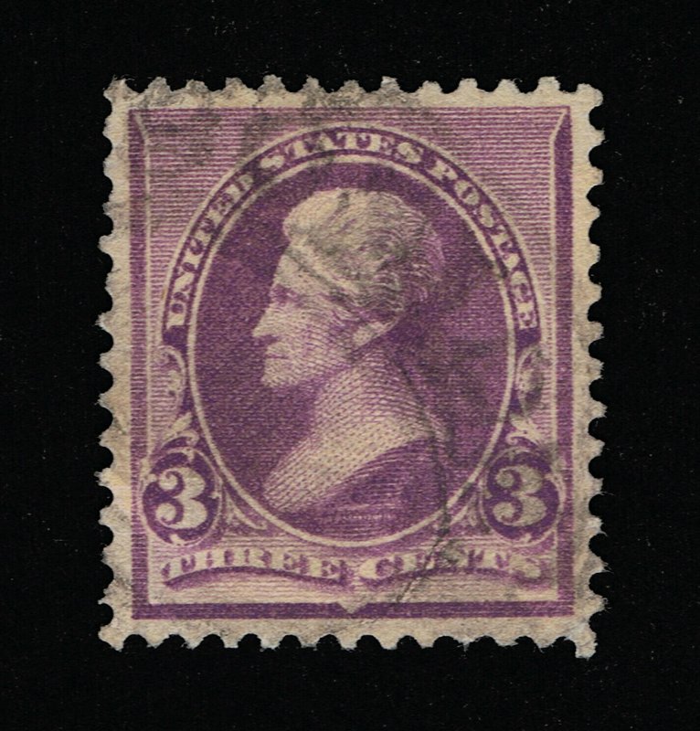 EXCELLENT GENUINE SCOTT #221 VF-XF USED 1890 PURPLE PSE CERT ANDREW JACKSON