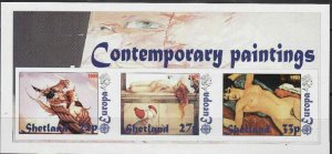 SHETLAND - 1993 - Europa,  Contemp. Paintings - Imp 3v Sheet-M N H-Private Issue