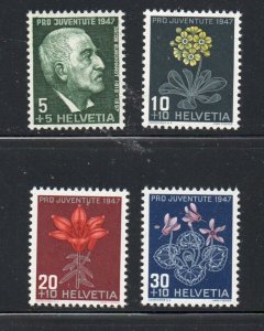 Switzerland Sc B166-69 1947 Pro Juventute Flowers stamp set mint NH