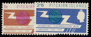 PITCAIRN ISLANDS QEII SG49-50, 1965 ITU centenary set, NH MINT.