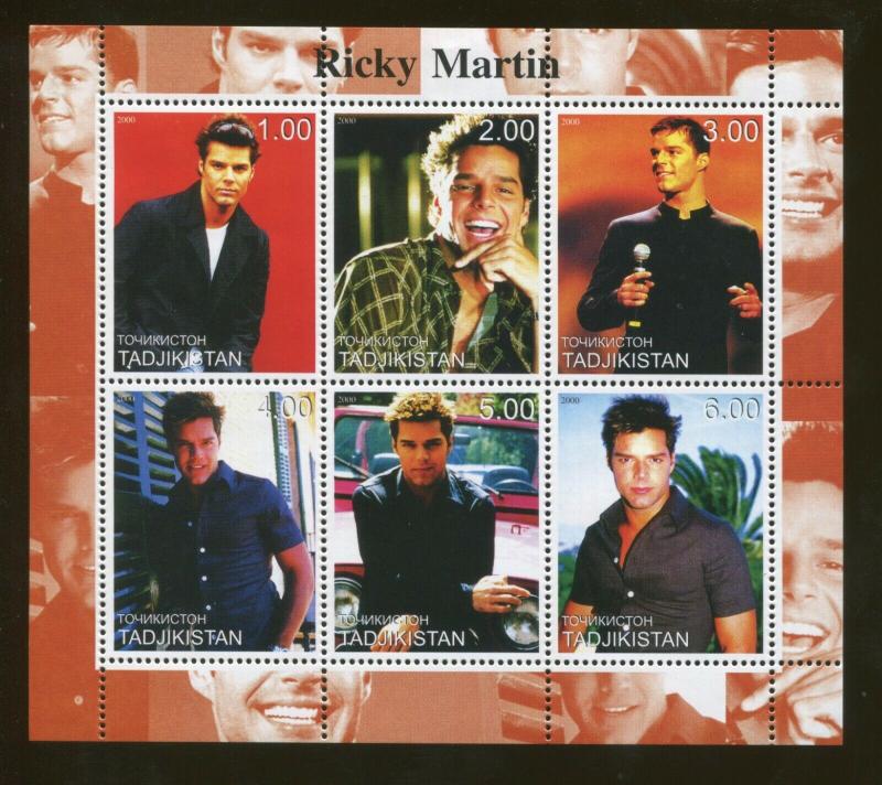 Tajikistan Commemorative Souvenir Stamp Sheet - Musician Ricky Martin