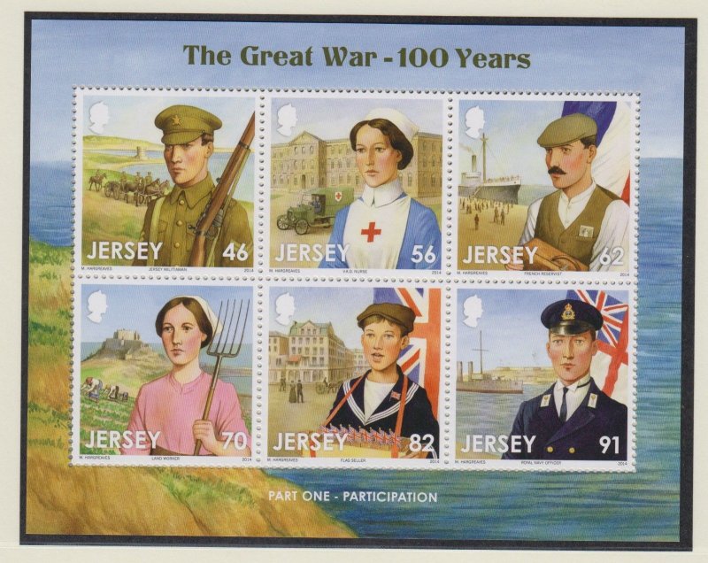 Jersey 2014, ' The Great War' Souvenir Sheet .  unmounted mint NHM