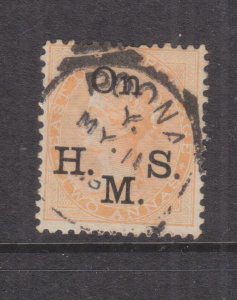 INDIA, OHMS, 1874 QV 2a. Orange, used.