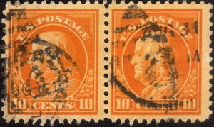 1917, US 10c, Benjamin Franklin, Used pair, Sc 510