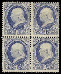 USA #O35 Fine+ OG NH/LH/Hr, Block, one stamp NH, two LH, Tough to find as a b...