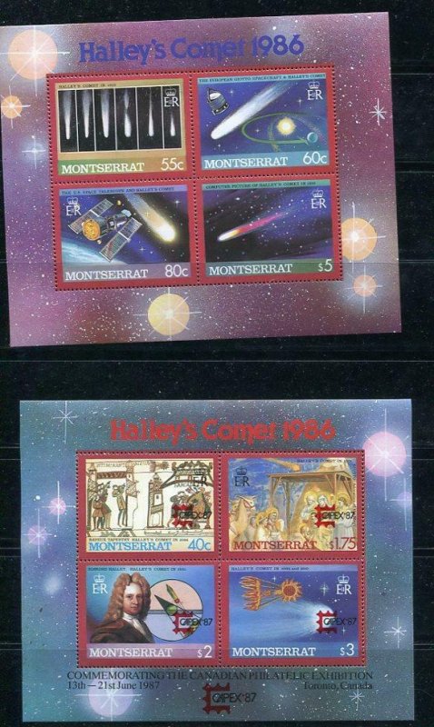 Montserrat 1986 Halley's Commet 4 Souvenir Sheets (Perf+Imperf) MNH 5439 