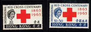 HONG KONG Red cross SG #212-213 MNH value +£ 40 (pencil marks on reverse )