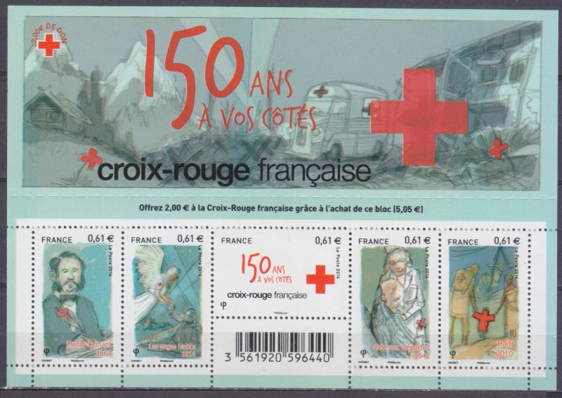 2014 France 6032-6036/B272 Red Cross 11,50 €