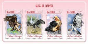 SAO TOME - 2014 - Birds of Prey - Perf 4v Sheet - Mint Never Hinged
