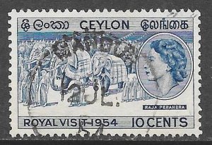 Ceylon 318: 10c Royal Procession, used, F-VF