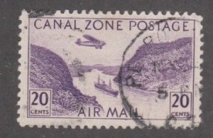 Canal Zone # C11, Airplane over Ship in Galliard Cut, Used.