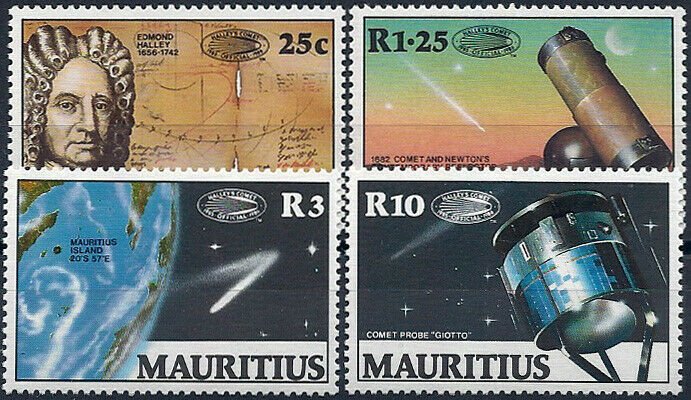 1986 Mauritius Halley`s Comet, Space, Telescope, compl. set VF/MNH, CAT 10$