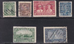 Canada # 211-216, King George VI Accession 25th Annniv. Used Set, 1/2 Cat.