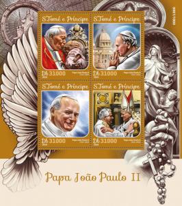 Sao Tome & Principe 2016 MNH Pope John Paul II 4v M/S Popes Stamps