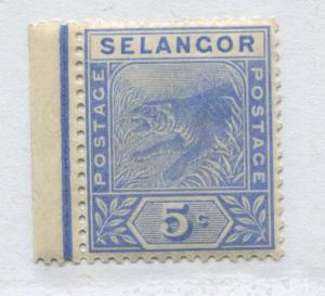 Malaya Selangor 1891 5 cent blue Tiger mint o.g.