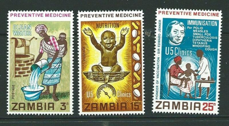 ZAMBIA SG152/4 1970 PREVENTATIVE MEDICINE MNH