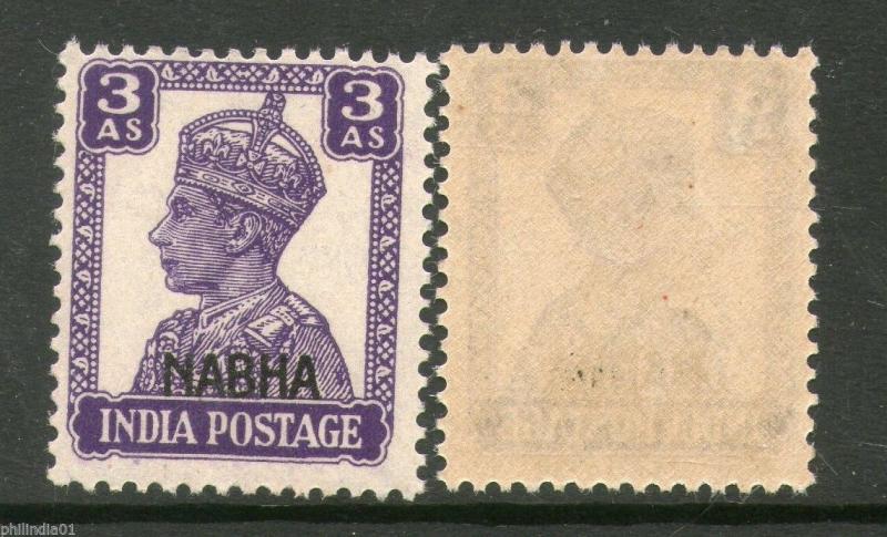 India Nabha State 3As KG VI SG 112 / Sc 107 Cat. £8 MNH