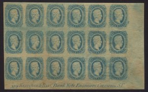 Confederate States 11 Plate Block of 18 Stamps (CSA Handbook 11-KB-i1) LV6445