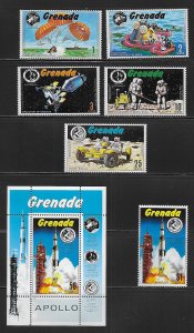 Grenada 421-427 Apollo 13-15 Moon Missions set and s.s. MNH (*sch*)