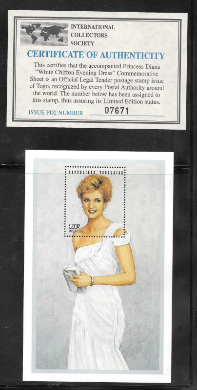 Togo #1798 MNH Diana, Princess of Wales Souvenir Sheet (12769)