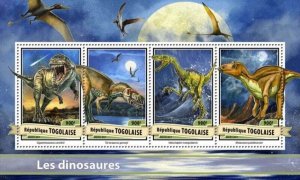 Togo - 2017 Dinosaurs on Stamps - 4 Stamp Sheet - TG17107a