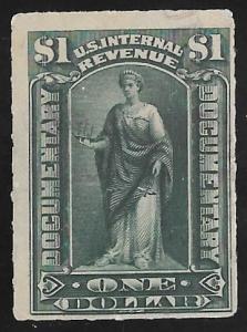R173 1 Dollar Documentary Commerce Stamps used F