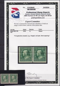 #387 Mint OG, Fine+, PSE cert #01439645 (pair with 3 mm spacing) (CV $475) (C...