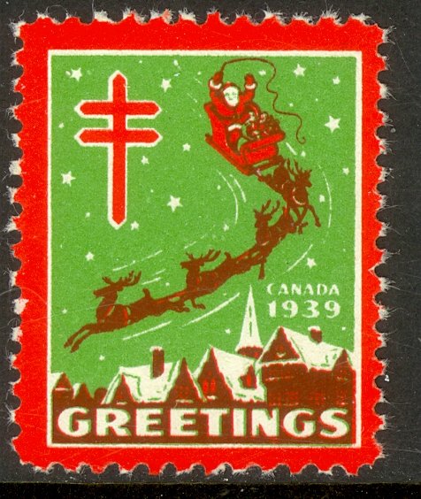 CANADA 1939 CHRISTMAS SEAL English Language Green No. 25 MNH