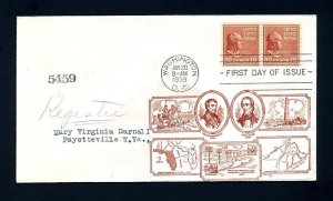 # 847 pair First Day Cover with Bronesky cachet - 1939